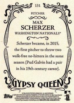 2016 Topps Gypsy Queen #131 Max Scherzer Back