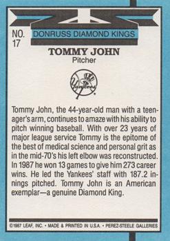 1988 Donruss #17 Tommy John Back