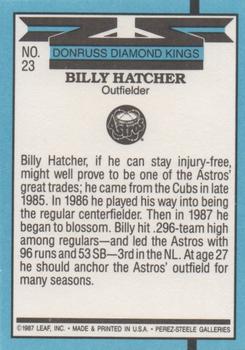 1988 Donruss #23 Billy Hatcher Back