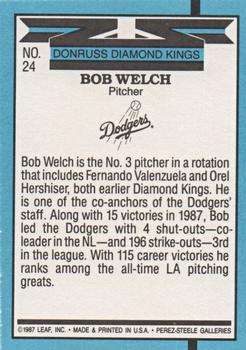 1988 Donruss #24 Bob Welch Back