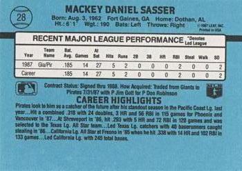 1988 Donruss #28 Mackey Sasser Back