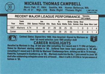 1988 Donruss #30 Mike Campbell Back