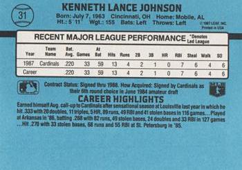 1988 Donruss #31 Lance Johnson Back