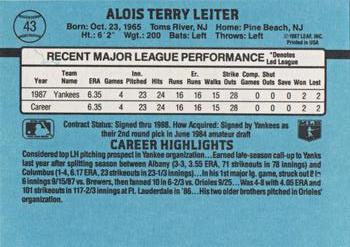 1988 Donruss #43 Al Leiter Back