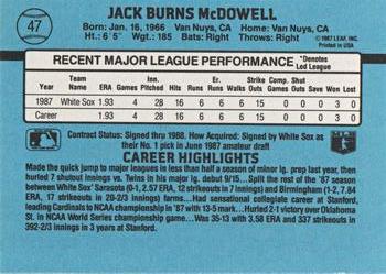 1988 Donruss #47 Jack McDowell Back