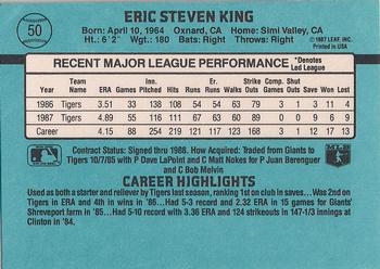 1988 Donruss #50 Eric King Back