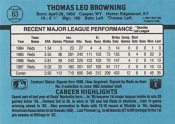 1988 Donruss #63 Tom Browning Back