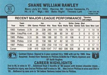 1988 Donruss #83 Shane Rawley Back