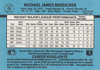 1988 Donruss #89 Mike Boddicker Back