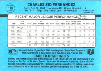 1988 Donruss #118 Sid Fernandez Back