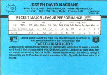 1988 Donruss #140 Joe Magrane Back