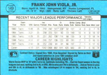 1988 Donruss #149 Frank Viola Back