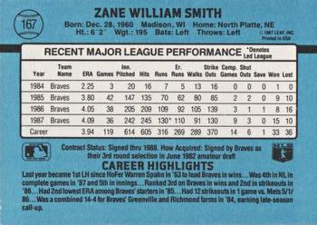 1988 Donruss #167 Zane Smith Back