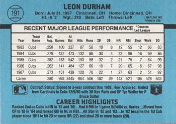 1988 Donruss #191 Leon Durham Back