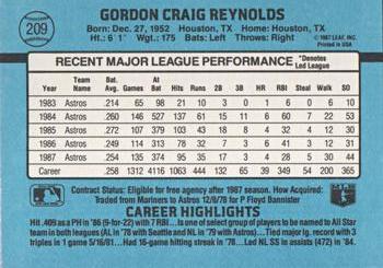 1988 Donruss #209 Craig Reynolds Back