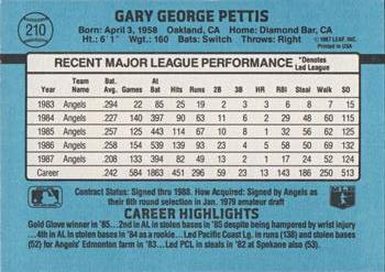 1988 Donruss #210 Gary Pettis Back