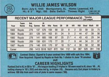 1988 Donruss #255 Willie Wilson Back