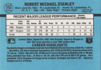1988 Donruss #259 Mike Stanley Back