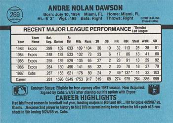 1988 Donruss #269 Andre Dawson Back