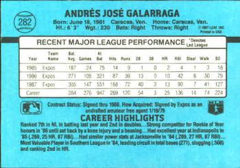 1988 Donruss #282 Andres Galarraga Back