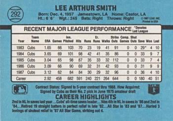 1988 Donruss #292 Lee Smith Back