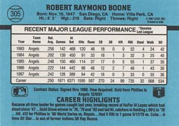 1988 Donruss #305 Bob Boone Back