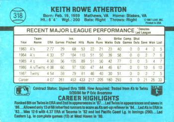 1988 Donruss #318 Keith Atherton Back