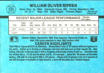 1988 Donruss #336 Billy Ripken Back