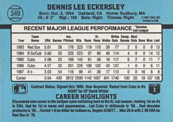 1988 Donruss #349 Dennis Eckersley Back