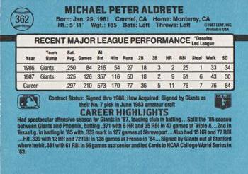 1988 Donruss #362 Mike Aldrete Back