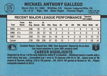 1988 Donruss #379 Mike Gallego Back