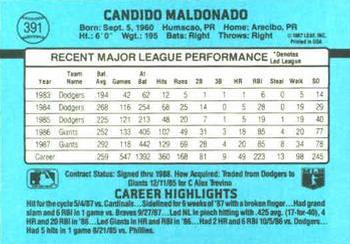1988 Donruss #391 Candy Maldonado Back
