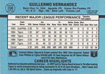 1988 Donruss #398 Willie Hernandez Back