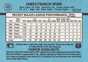 1988 Donruss #409 Jim Winn Back