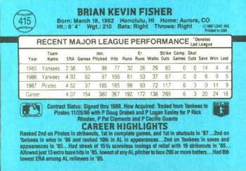 1988 Donruss #415 Brian Fisher Back