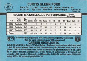 1988 Donruss #417 Curt Ford Back