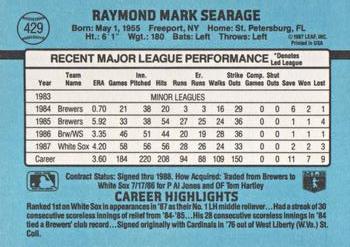 1988 Donruss #429 Ray Searage Back
