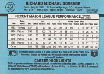 1988 Donruss #434 Rich Gossage Back