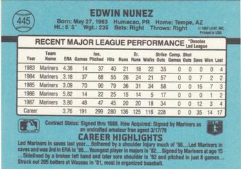 1988 Donruss #445 Ed Nunez Back
