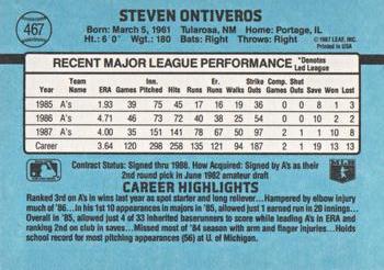 1988 Donruss #467 Steve Ontiveros Back