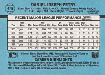 1988 Donruss #476 Dan Petry Back