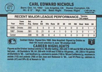 1988 Donruss #477 Carl Nichols Back