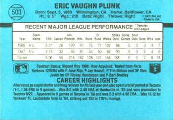 1988 Donruss #503 Eric Plunk Back