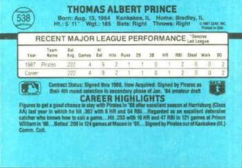 1988 Donruss #538 Tom Prince Back