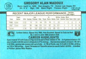 1988 Donruss #539 Greg Maddux Back