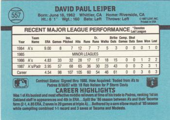 1988 Donruss #557 Dave Leiper Back