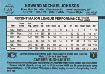 1988 Donruss #569 Howard Johnson Back