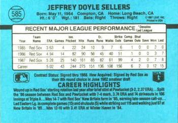 1988 Donruss #585 Jeff Sellers Back