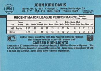 1988 Donruss #594 John Davis Back