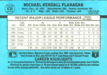 1988 Donruss #636 Mike Flanagan Back
